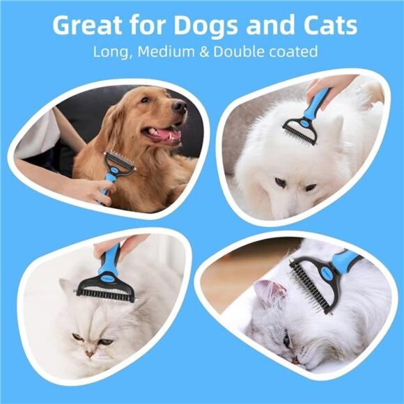 Pet Grooming Tool- 2 Sided Undercoat Rake for Dogs &Cats-Safe and Effective Comb - Picture 5 of 7